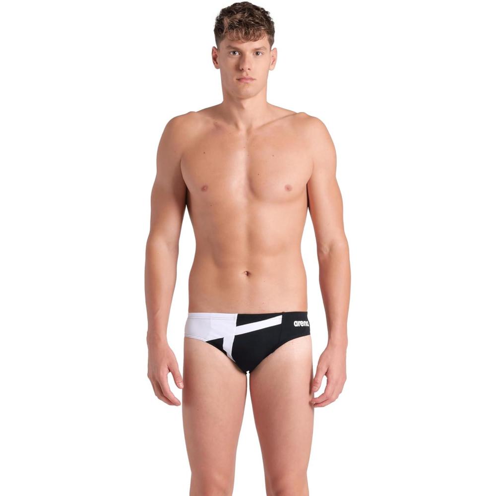 imageArena Mens Performance Diamond Swim Brief Athletic Swimwear Professional SwimsuitBlackWhite