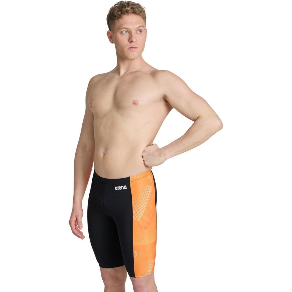 imageArena Mens Performance Halftone Team Print Swim Jammer Intensive Training Bathing SuitBlackTeam Orange