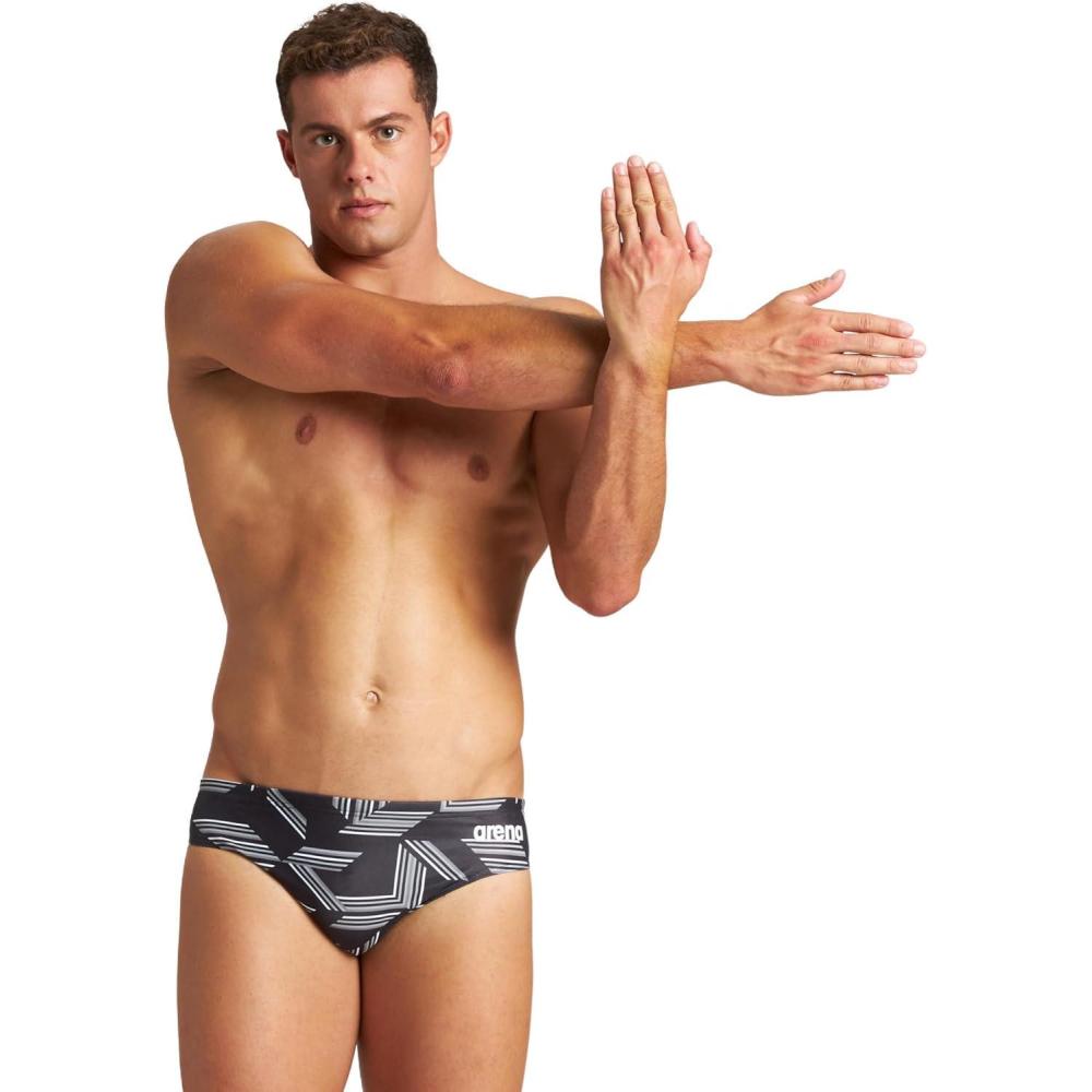 imageArena Mens Performance Puzzled Team Print Swim Brief Intensive Training Pro Bathing SuitBlackBlack Multi