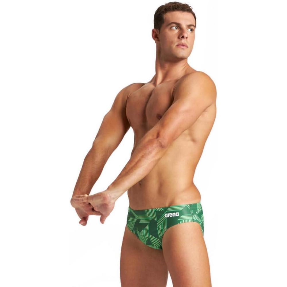 imageArena Mens Performance Puzzled Team Print Swim Brief Intensive Training Pro Bathing SuitBlackgreen Multi