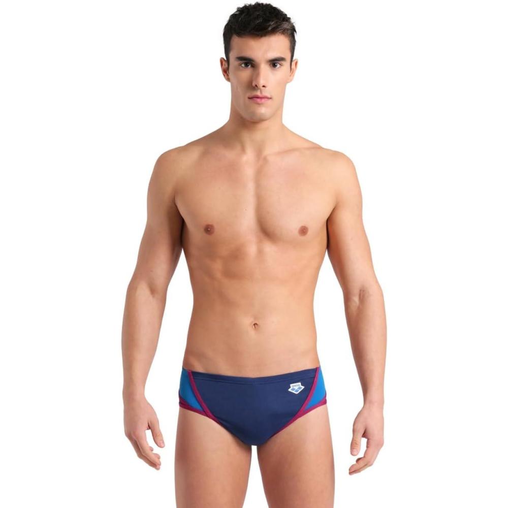 imageArena Performance Icons Panel Mens Swim Brief ChlorineProof MaxLife Intensive Training SuitNavyBlue CosmoWhiteRed Fandango