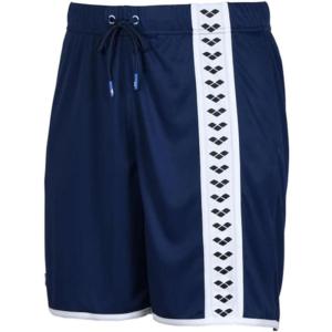 ARENA Men’s Standard Icons Bermuda Logo Swim Trunk Beach Shorts(Navy / White)