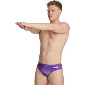 ARENA Men’s Swim Brief Halftone Team Print MaxLife Athletic Swimwear Professional Training Swimsuit Sports Bathing Suit(Team Purple)