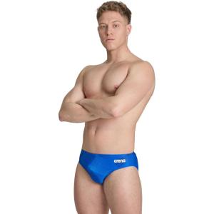 ARENA Men’s Swim Brief Halftone Team Print MaxLife Athletic Swimwear Professional Training Swimsuit Sports Bathing Suit(Team Royal)