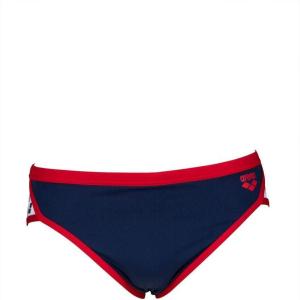 ARENA Men’s Team Stripe MaxLife Brief Swimsuit(Navy/Red)