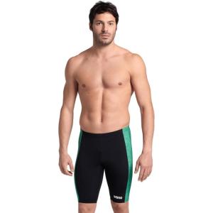 ARENA Performance Men’s Abstract Tiles Swim Jammer Athletic Practice Knee-Length Swimsuit Competitive Training Bathing Suit(Black/Team Green)