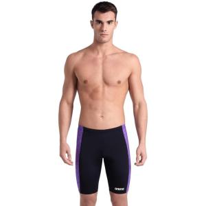 ARENA Performance Men’s Abstract Tiles Swim Jammer Athletic Practice Knee-Length Swimsuit Competitive Training Bathing Suit(Black/Team Purple)