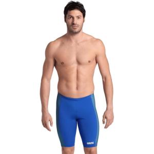 ARENA Performance Men’s Abstract Tiles Swim Jammer Athletic Practice Knee-Length Swimsuit Competitive Training Bathing Suit(Royal/Team Royal Green)