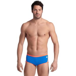 ARENA Performance Men’s Icons Solid Low-Waist Swim Brief Short Athletic Swimsuit(Blue River/Bright Coral)