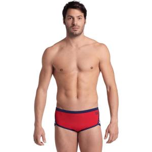 ARENA Performance Men’s Icons Solid Low-Waist Swim Brief Short Athletic Swimsuit(Red/Navy)