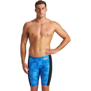 ARENA Puzzled Athletic Swim Jammers for Men Competitive Racing, Training, Quick Dry, Compression, Chlorine Resistant Swimsuit(Black/Royal Multi)