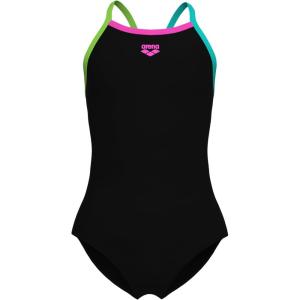 Arena Girls Arena Feel Girls’ Light Drop Back Solid Swimsuit(Black/Soft Green/Water)