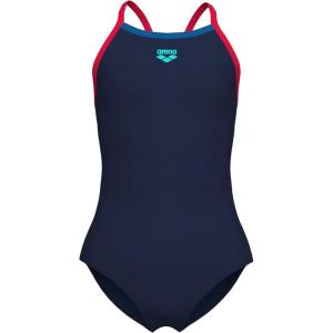 Arena Girls Arena Feel Girls’ Light Drop Back Solid Swimsuit(Navy/Fluo Red/Blue)