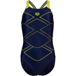 Arena Girls Arena Feel Girls’ Mark V Back Juniors Pool Training Swimsuit(Navy/Soft Green)