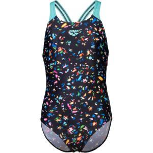 Arena Girls Arena Girl’s Performance Confetti Swim Pro Back Athletic One Piece Swimsuit(Black Multi/Water)