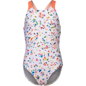 Arena Girls Arena Girl’s Performance Confetti Swim Pro Back Athletic One Piece Swimsuit(White Multi/Bright Coral)