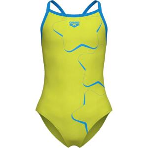 Arena Girls Arena Girl’s Performance Star Graphic Light Drop Back Athletic One Piece Swimsuit(Soft Green/Turquoise)