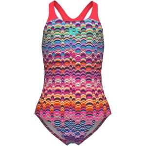 Arena Girls Arena Performance Girls’ Ondulation Swim Pro Back Swimsuit Kids’ One Piece Bathing Suit(Multi Violet/Bright Coral)