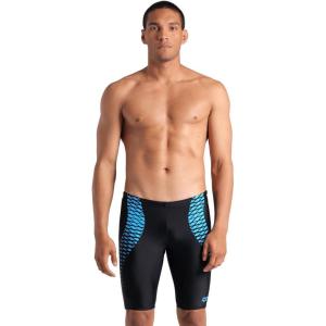 Arena Mens Arena Men’s Feel Openings Swim Jammer Knee Length Swimsuit Sports Pool Bathing Suit(Black/Turquoise)