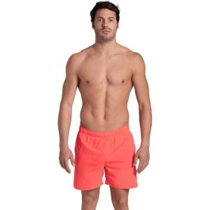 Arena Mens Arena Men’s Fundamentals Solid Beach Boxer Back Pocket Quick Dry Pool Swimsuit(Fluo Red/Water)