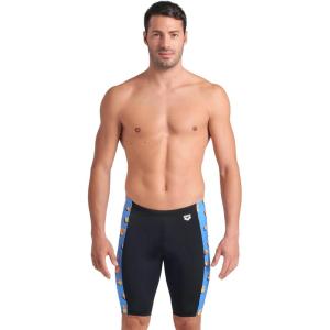 Arena Mens Arena Performance Men’s Ducks Swim Jammer Athletic Swimwear Professional Training Suit(Black/Turquoise Multi)