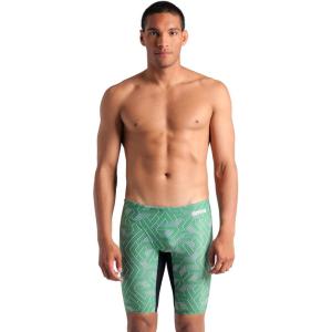 Arena Mens Arena Performance Men’s Escape Swim Jammer Athletic Swimwear Professional Swimsuit(Black/Team Green)