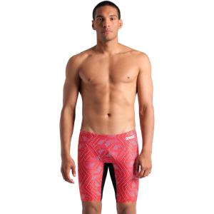 Arena Mens Arena Performance Men’s Escape Swim Jammer Athletic Swimwear Professional Swimsuit(Black/Team Red)