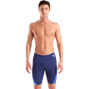 Arena Mens Arena Performance Men’s Geometry Swim Jammer Sports Shorts Training Bathing Suit(Multi Navy/Navy)
