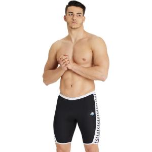 Arena Mens Arena Performance Men’s Icons Solid Swim Jammer(Black/White Logo)