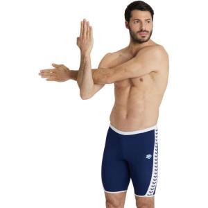 Arena Mens Arena Performance Men’s Icons Solid Swim Jammer(Navy/White Logo)