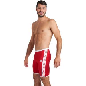 Arena Mens Arena Performance Men’s Icons Solid Swim Jammer(Red/White Logo)