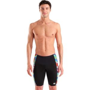 Arena Mens Arena Performance Men’s Iguanas Swim Jammer Sports Shorts Knee-Length Bathing Suit(Black/Multi)