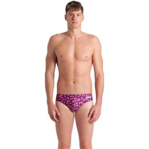 Arena Mens Arena Performance Men’s Leopard Skin Limited Edition Printed Swim Briefs(Fuchsia Multi/Black)