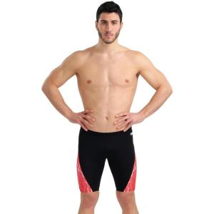 Arena Mens Arena Performance Men’s Marbled Swim Jammer(Black/Red Multi)