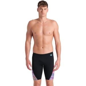 Arena Mens Arena Performance Men’s Ondulation Swim Jammer Knee-Length Training Swimsuit(Black/Multi Violet)