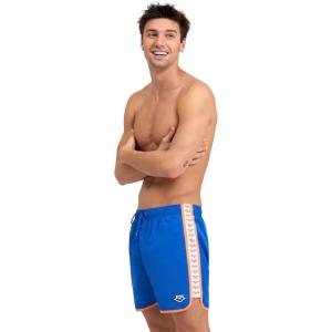 Arena Men’s Icons Team Stripe Beach Short Boxers Swimming Bermuda with Mesh Inner Brief, Back Pocket, Pool Beach Vacation(Royal/Nespola)