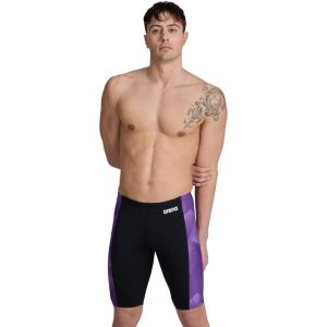 Arena Mens Performance Halftone Team Print Swim Jammer Intensive Training Bathing Suit(Black/Team Purple)