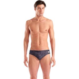 Arena Men’s Performance Ribbed Swim Brief Sports Swimwear Training Bathing Suit(Black Multi)