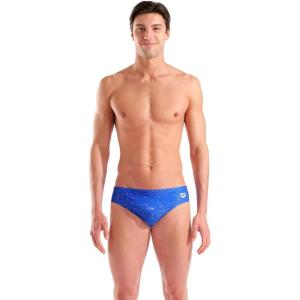 Arena Men’s Performance Ribbed Swim Brief Sports Swimwear Training Bathing Suit(Royal Multi)