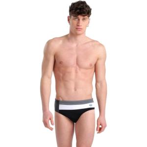Arena Performance Icons Panel Men’s Swim Brief Chlorine-Proof MaxLife Intensive Training Suit(Black/Asphalt/Ardesia)