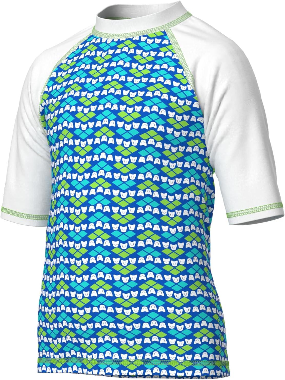 imageARENA Friends Unisex Kids Sun Protection Shirt Short Sleeves Soft Swim Tee UV Sun Protection UPF 40 for Pool Beach SwimmingMulti GreenWhite