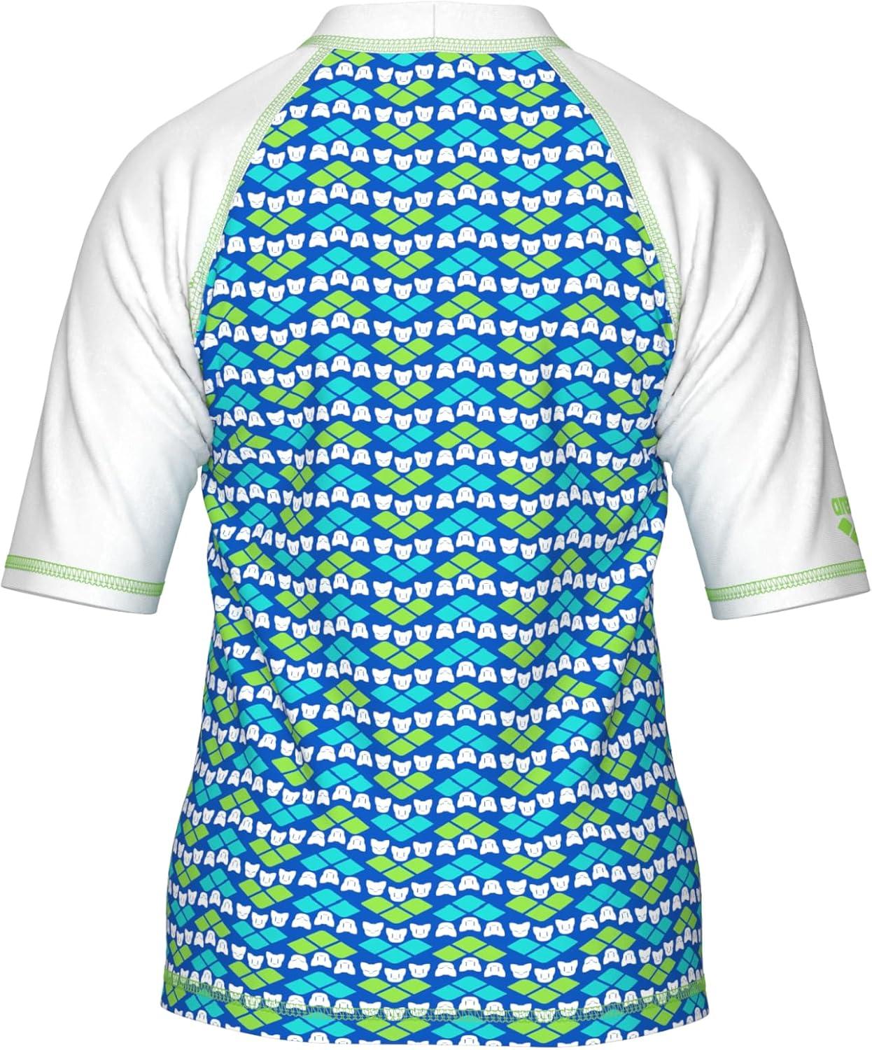 imageARENA Friends Unisex Kids Sun Protection Shirt Short Sleeves Soft Swim Tee UV Sun Protection UPF 40 for Pool Beach SwimmingMulti GreenWhite