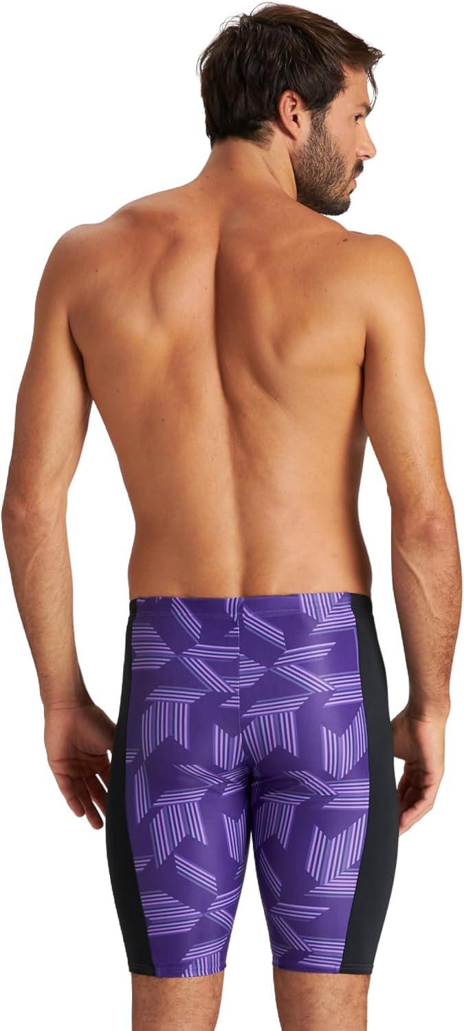 imageARENA Performance Boys Puzzled Swim Jammer Athletic Swimwear Youth SwimsuitBlackPurple Multi