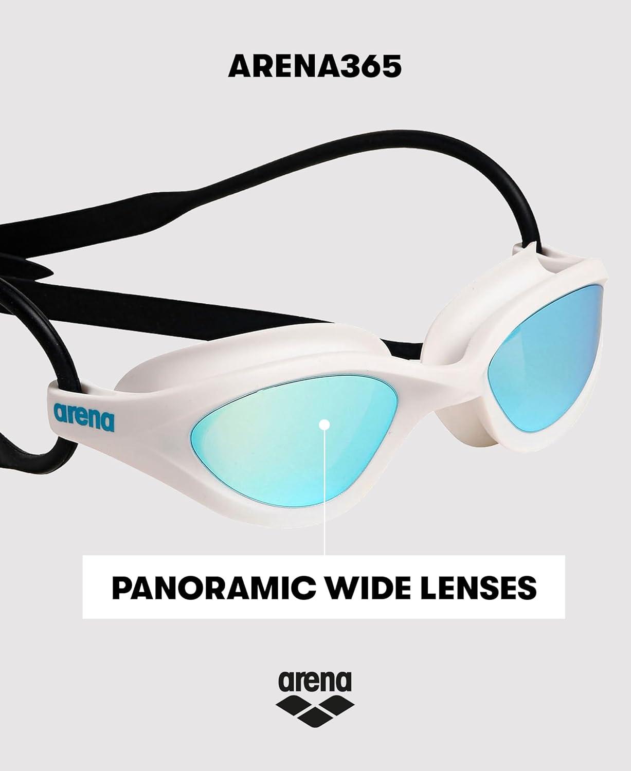 imageARENA Unisex Adults 365 Swim Goggles Comfortable AntiFog for Fitness SwimmersMirror SilverGrayBlack