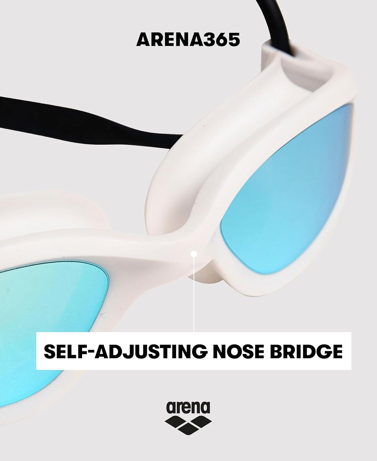 imageARENA Unisex Adults 365 Swim Goggles Comfortable AntiFog for Fitness SwimmersMirror SilverGrayBlack