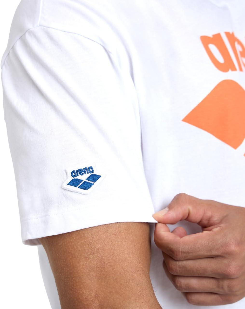 imageARENA UnisexAdult Icons Unisex Logo TShirtWhiteOrange Logo