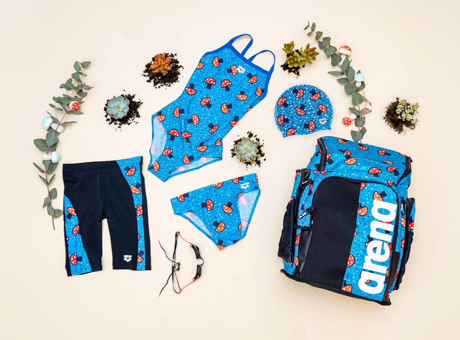 imageArena Mens Arena Performance Mens Funny Prints Collection Mushrooms Swim Jammer Swim ShortsBlackBlue Multi