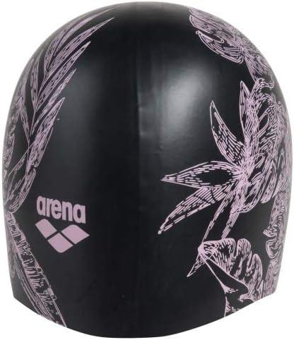 imageArena Sirene Molded Silicone Swim Cap for Women Swimming Super Stretchy Durable Bathing Cap for Long Hair Tight Fit One SizeCecilia Black