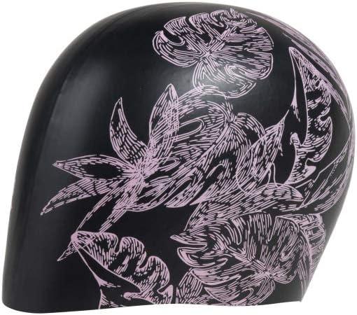 imageArena Sirene Molded Silicone Swim Cap for Women Swimming Super Stretchy Durable Bathing Cap for Long Hair Tight Fit One SizeCecilia Black