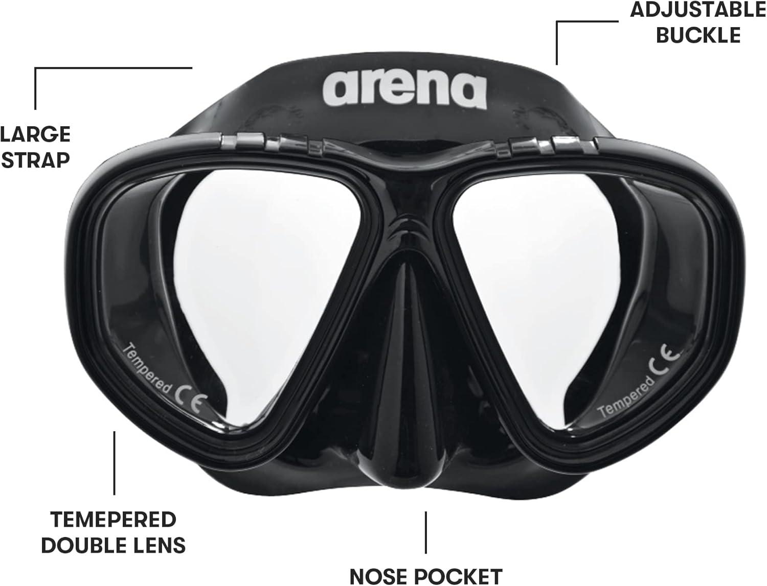 imageArena Unisex Kids Youth Premium Snorkeling Gear Set JR Tempered Double Lens Goggles Large Strap BlackClearBlack